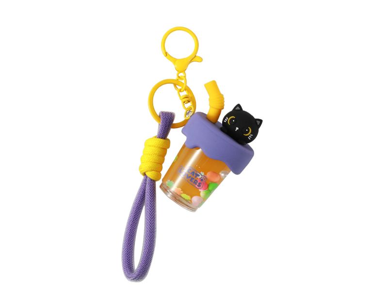 Porte-clés Bubble Tea Chat noir 