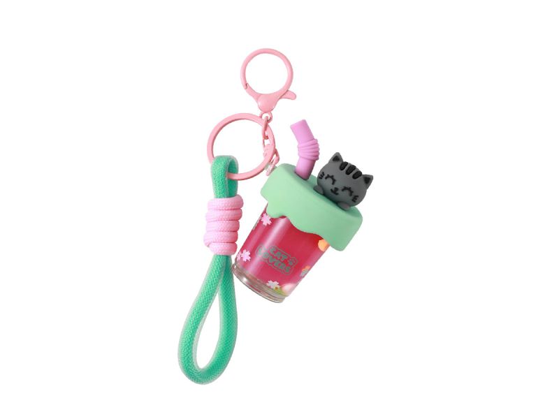 Porte-clés Bubble Tea Chat gris