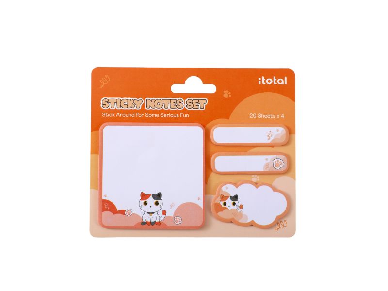 Sticky Notes Set Chat Blanc &amp; Orange