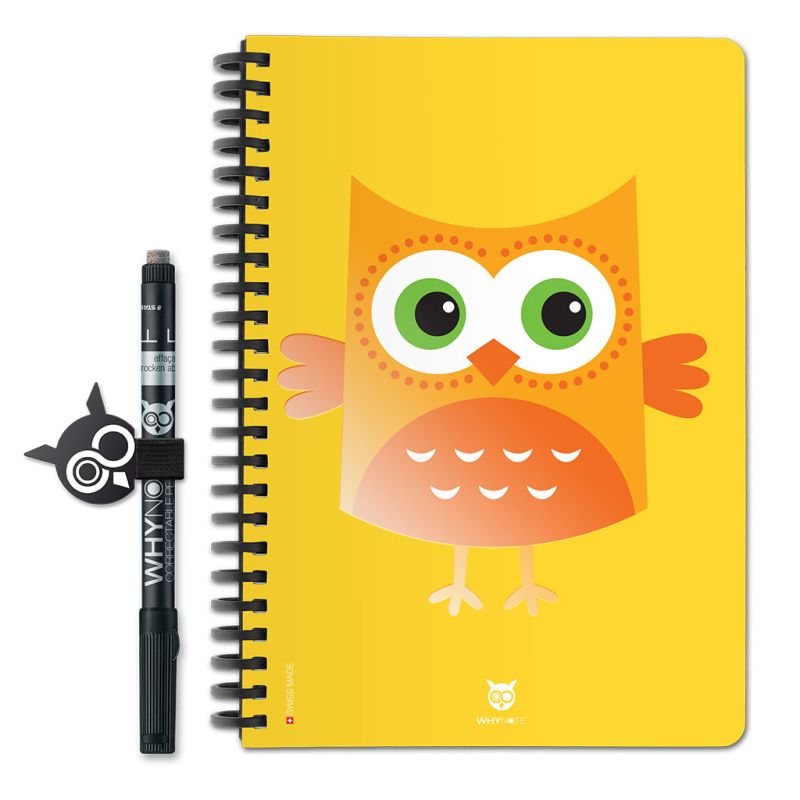 Bloc-notes effaçable A5 hibou Cartoon Jaune