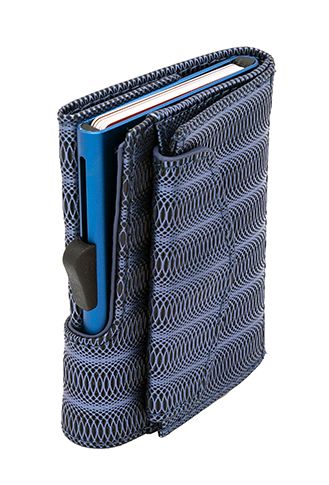 Porte-monnaie et cartes RFID en cuir Metalic Boîtier Bleu
