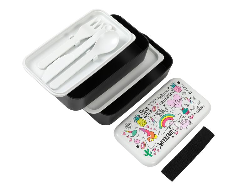 Lunch Box, Set 2 Box & couverts Unicorn 650 ml