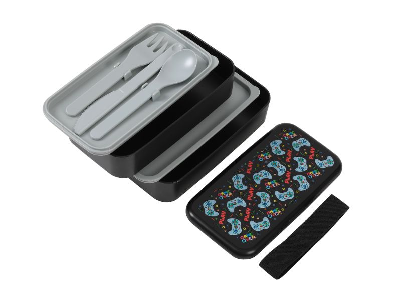 Lunch Box, Set 2 Box & couverts Let's Play (game) 650 ml