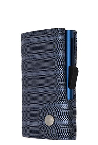 Porte-Cartes RFID cuir Metalic Bleu / Boîtier Bleu 