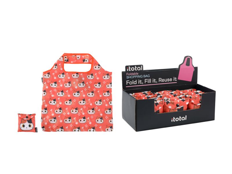 Sac à provisions pliable Chat blanc & orange