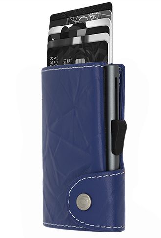 Porte-Cartes RFID Cuir embossé Denim - Boîtier Gris 